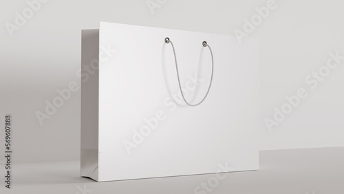 White paper bag mockup. Shopping bag template on white background