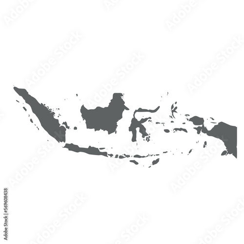 Indonesia - smooth grey silhouette map of country area. Simple flat vector illustration.