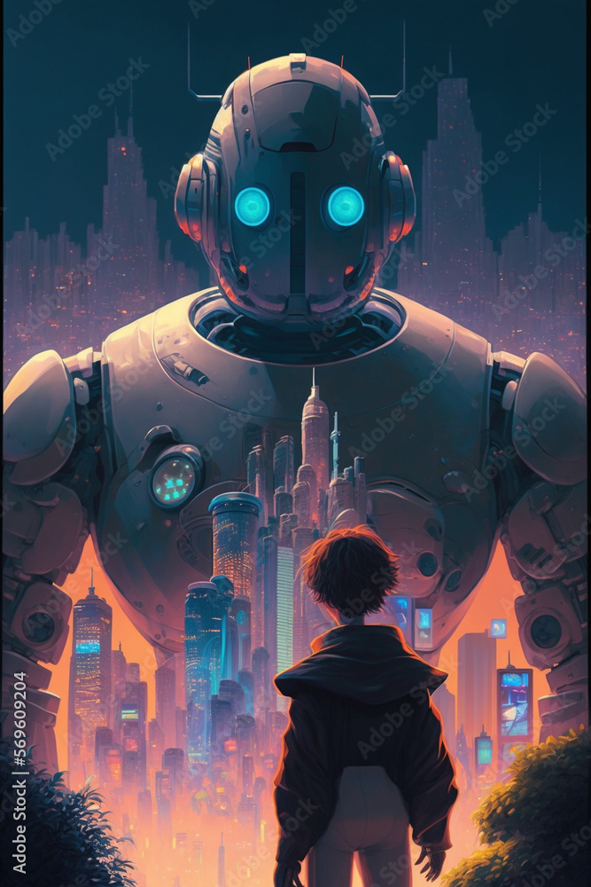 Fototapeta premium Futuristic Minimalist Poster, Generative AI