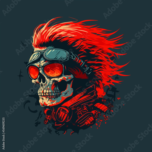 Skull Rider tshirt vector illustration.
