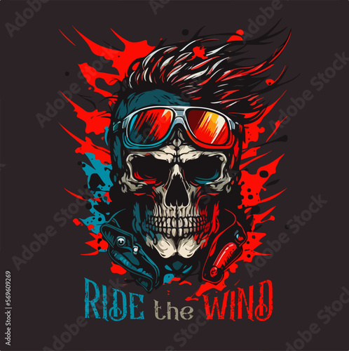Skull Rider tshirt vector illustration.