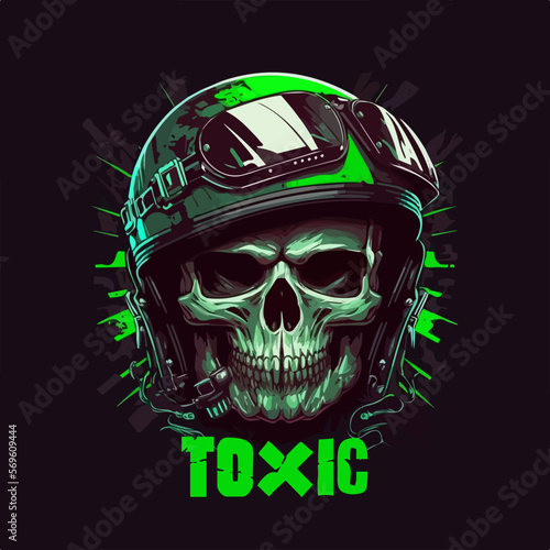 Skull toxic tshirt vector illustration.