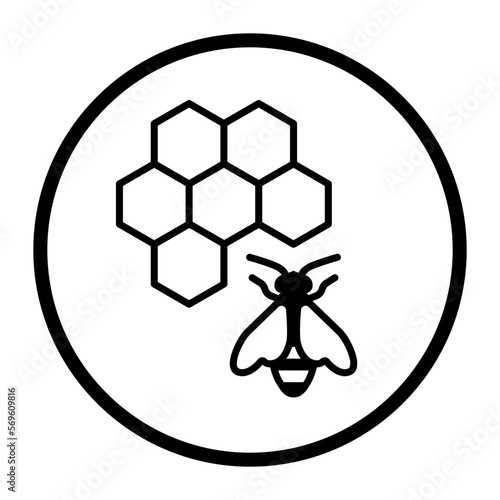 One color vector icon: bees and honey