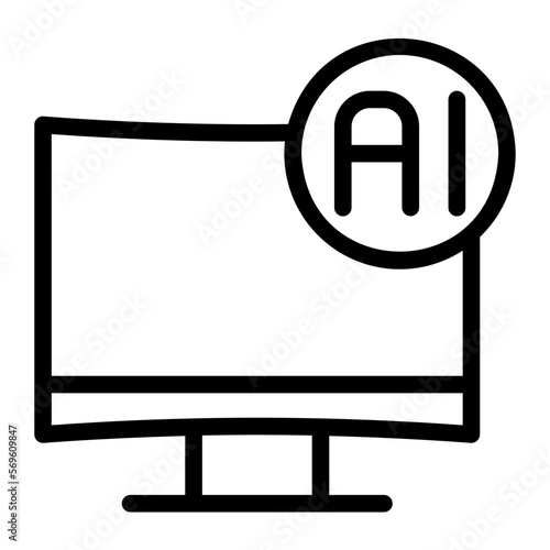 monitor line icon