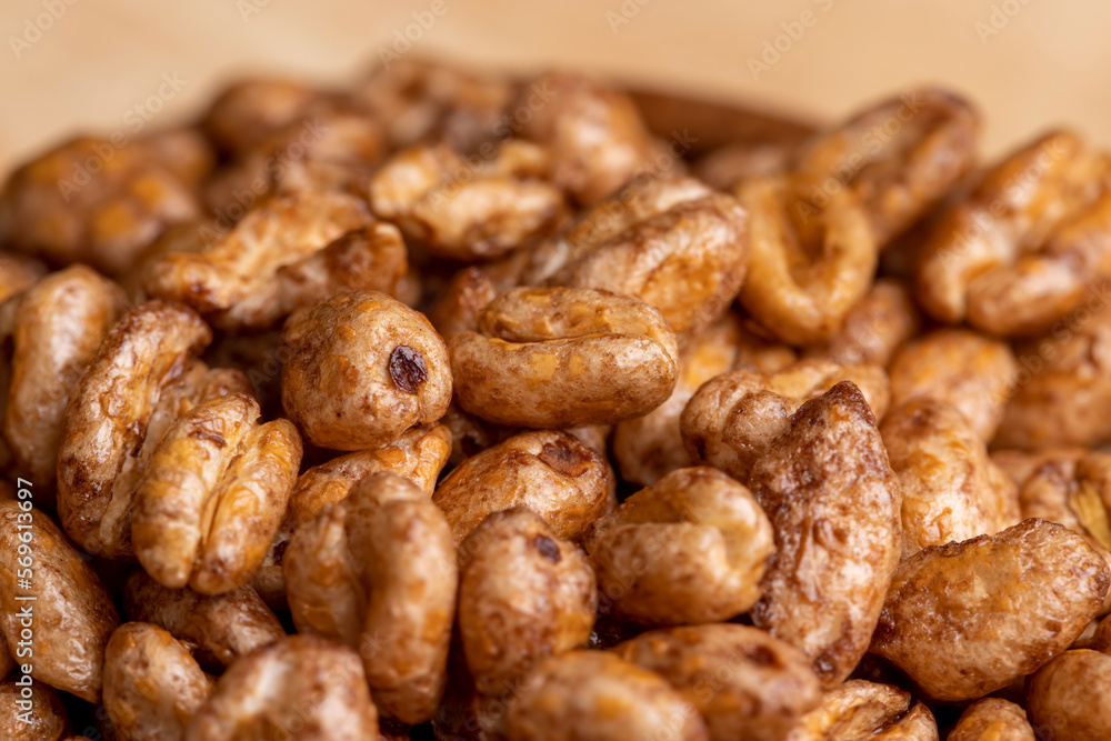 Grain wheat covered with a thin layer of chocolate Grain wheat covered with a thin layer of chocolate
