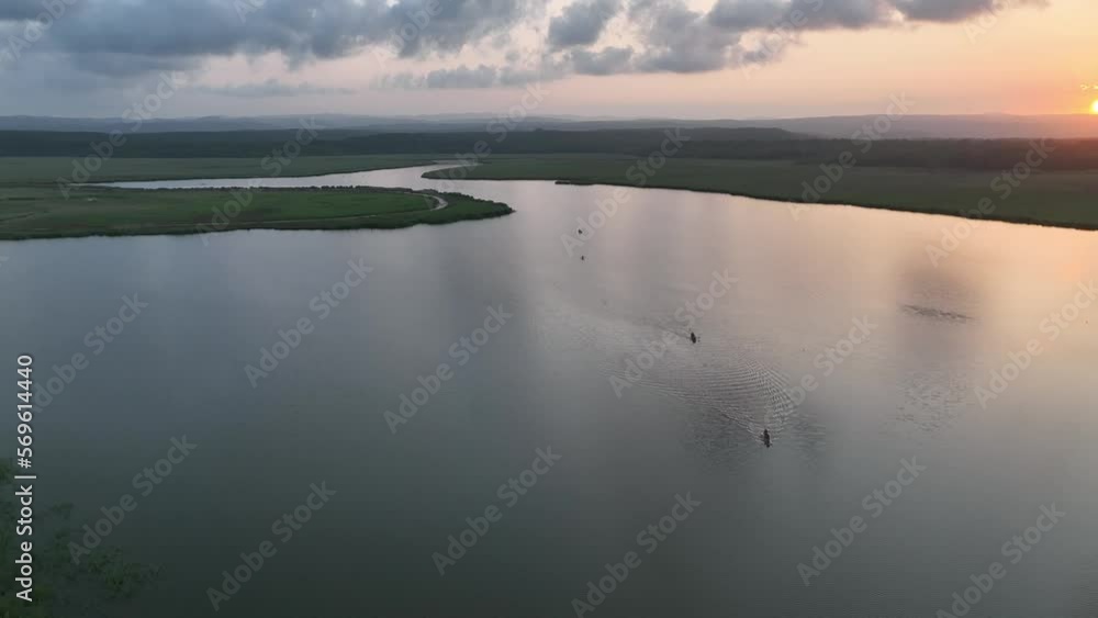 Canoe in the Sunset Time Drone Video, Mert Lake İgneada, Kirklareli Turkey Canoe in the Sunset Time Drone Video, Mert Lake İgneada, Kirklareli Turkey