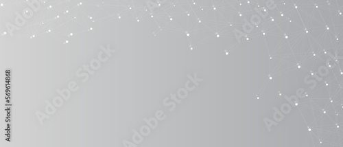 White network. Abstract connection on grey background. Network technology background with dots and lines for desktop. Ai system background. Modern abstract concept. Line background, network technology