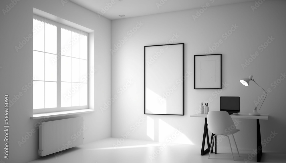 White Room Interior - Simple, Elegant, Minimal - Generative AI White Room Interior - Simple, Elegant, Minimal - Generative AI