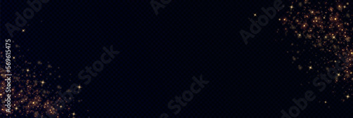 Golden glitter.Light effect.Glittering particles background. Gold dust on a transparent background.