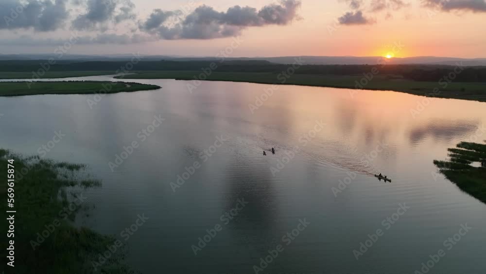 Canoe in the Sunset Time Drone Video, Mert Lake İgneada, Kirklareli Turkey Canoe in the Sunset Time Drone Video, Mert Lake İgneada, Kirklareli Turkey