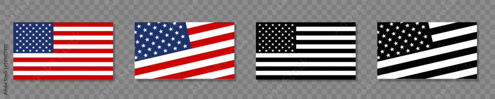 USA flag. Set of American flags. Vector illustration USA flag. Set of American flags. Vector illustration