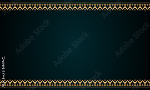 Decorative frame Elegant for design in Islamic style, place for text. golden border and green background.