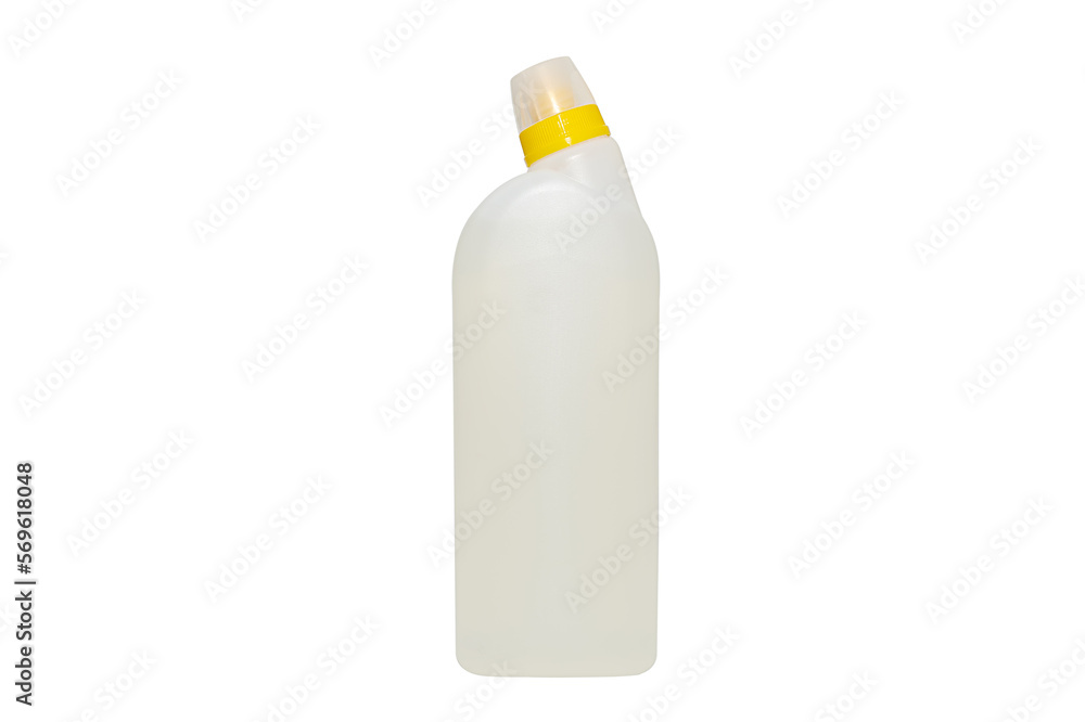 White plastic bottle for detergent and disinfectant. On a white background. White plastic bottle for detergent and disinfectant. On a white background.