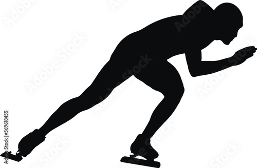 man speed skaters black silhouette