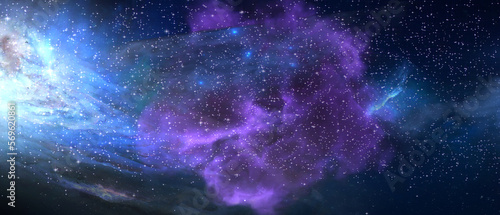 Fototapeta Naklejka Na Ścianę i Meble -  Space background. Abstract galaxy, universe. Magic sky, purple space.  3d render