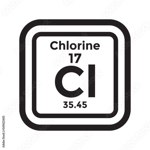 chlorine periodic table element, chemistry, vector illustration 