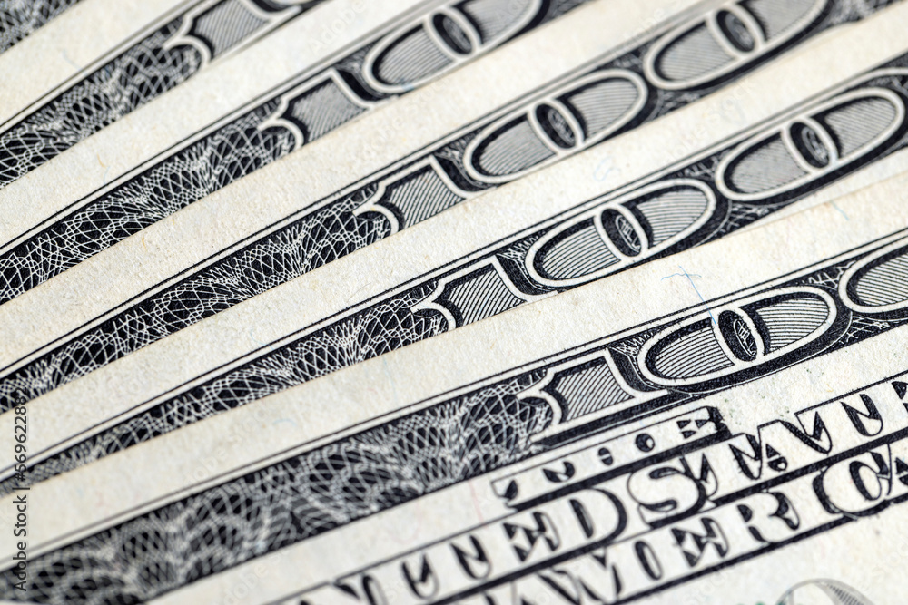 several American hundred dollar bills close-up several American hundred dollar bills close-up