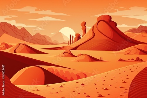 Sands in a red desert. Saudi Arabian Arabia. Generative AI