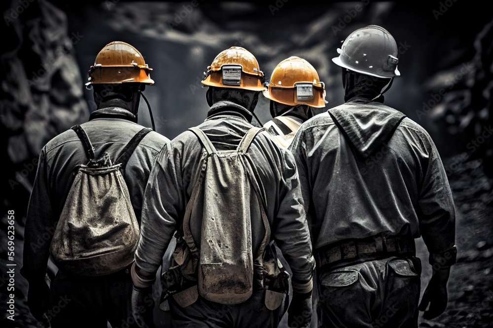 Black And White Photo Of Miners Generative AI Black And White Photo Of Miners Generative AI