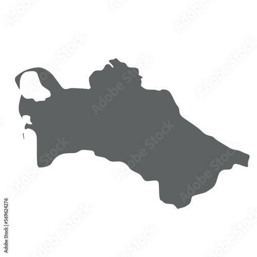 Turkmenistan - smooth grey silhouette map of country area. Simple flat vector illustration.