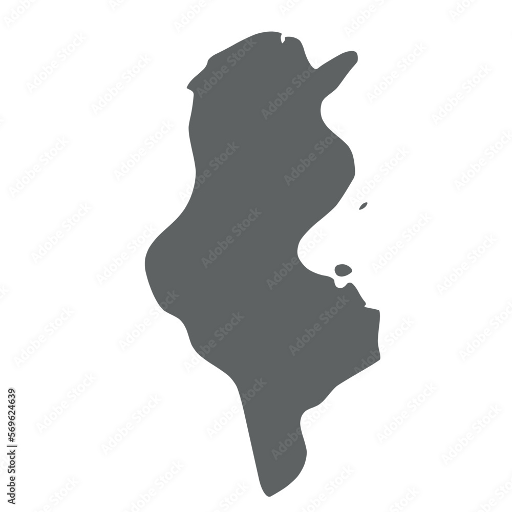 Tunisia - smooth grey silhouette map of country area. Simple flat vector illustration. Tunisia - smooth grey silhouette map of country area. Simple flat vector illustration.