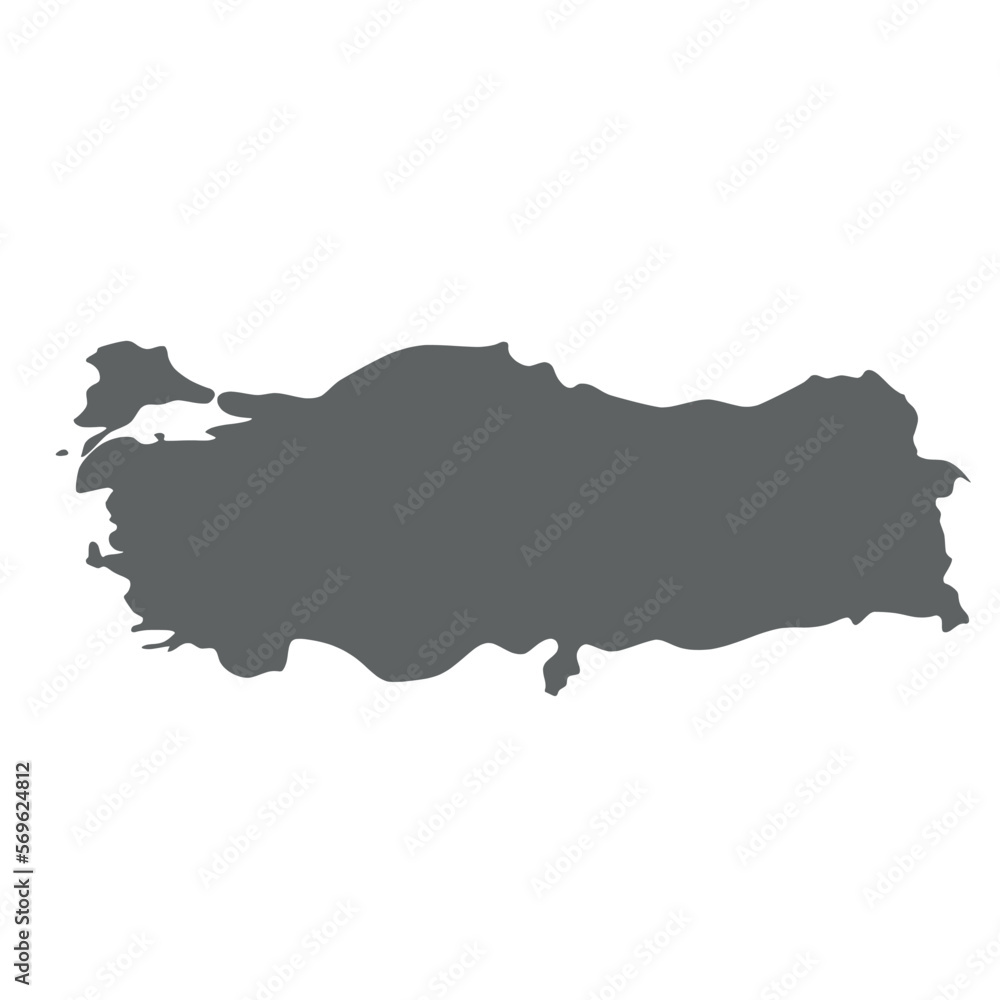 Turkey - smooth grey silhouette map of country area. Simple flat vector illustration. Turkey - smooth grey silhouette map of country area. Simple flat vector illustration.