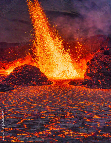 The recent re-eruption of Mount Fagradalsfjall and Geldingadalir Volcano, Southwest Peninsula, Iceland, Polar Regions photo