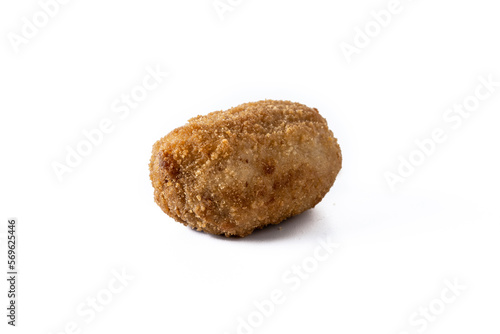 Traditional spanish fried croquette isolated on white bckground © chandlervid85