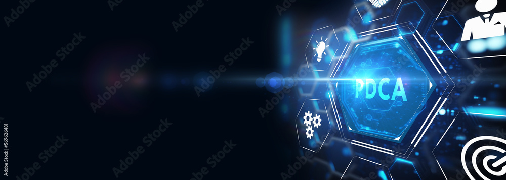 PDCA Plan Do Act Check Business technology concept. Technology, Internet and network concept. 3d illustration PDCA Plan Do Act Check Business technology concept. Technology, Internet and network concept. 3d illustration