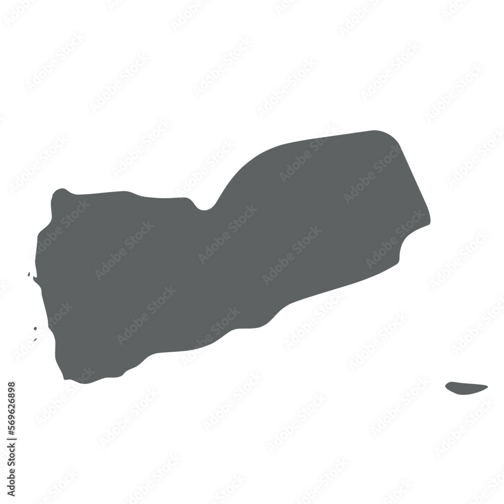 Yemen - smooth grey silhouette map of country area. Simple flat vector illustration.