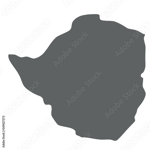 Zimbabwe - smooth grey silhouette map of country area. Simple flat vector illustration.