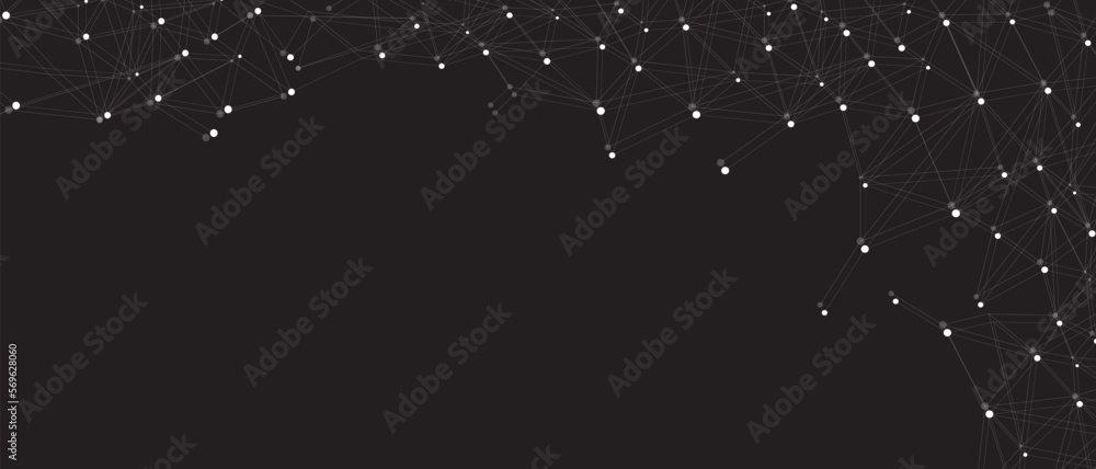 White network. Abstract connection on black background. Network technology background with dots and lines for desktop. Ai system background. Abstract concept. Line background, network technology White network. Abstract connection on black background. Network technology background with dots and lines for desktop. Ai system background. Abstract concept. Line background, network technology