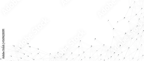 Grey network. Abstract connection on white background. Network technology background with dots and lines for desktop. Ai system background. Abstract concept. Line background, network technology