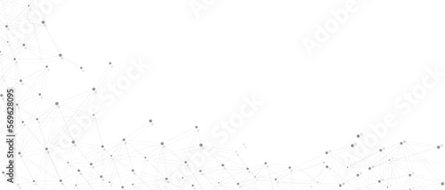 Grey network. Abstract connection on white background. Network technology background with dots and lines for desktop. Ai system background. Abstract concept. Line background, network technology