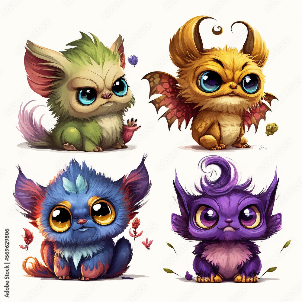 Fototapeta premium Cuddly Fantasy Creature, AI Generative
