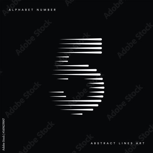 Number 5 with Abstract Lines Pattern