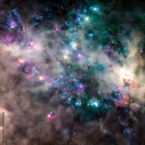 Abstract space colorful star nebula model texture render