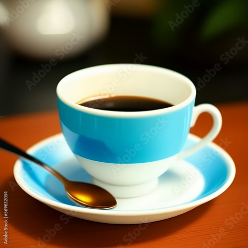 Ai-generated image of cup of coffee on the table 