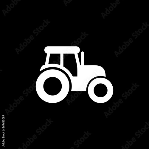  Tractor glyph icon. Symbol, logo illustration isolated on black background.