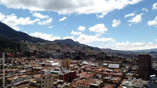timelapse in the center of Bogota, aerial view of the capital of Colombia