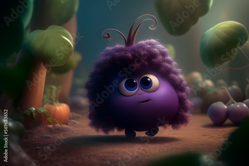 blackberry Adorable and lovable character 3d cute, 3d cartoon character AI Generative, AI Illustration