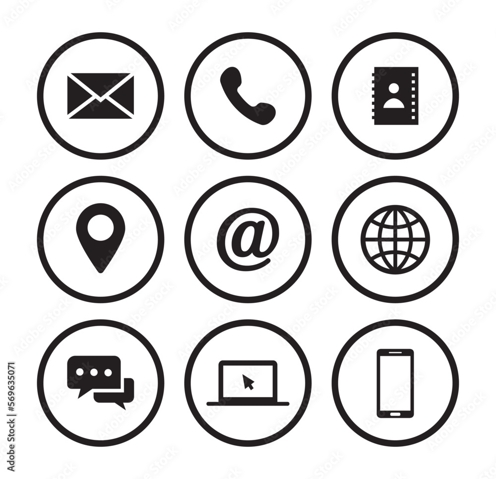 Business Office Circular Line Vector Icon Set Business Office Circular Line Vector Icon Set