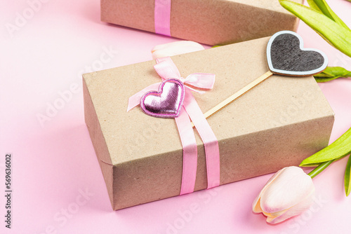 Zero waste gift concept. Handcrafted eco style, Valentine's, Mother's Day or Wedding decoration