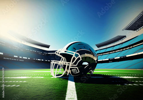 american football helmet inside amazing stadium bright daylight