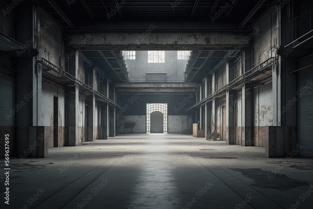 Fototapeta premium Empty Warehouse - Created with Generative AI