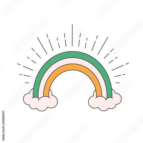 Ireland color flag rainbow in retro style. Happy Saint Patricks Day. Groovy style, vintage, 70s 60s aesthetics. Vector illustration