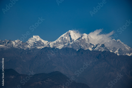 Beautiful HImalayan Mountain Range Ganesh, Langtang, Everest, HImal seen from Bhotechaur, Nepal