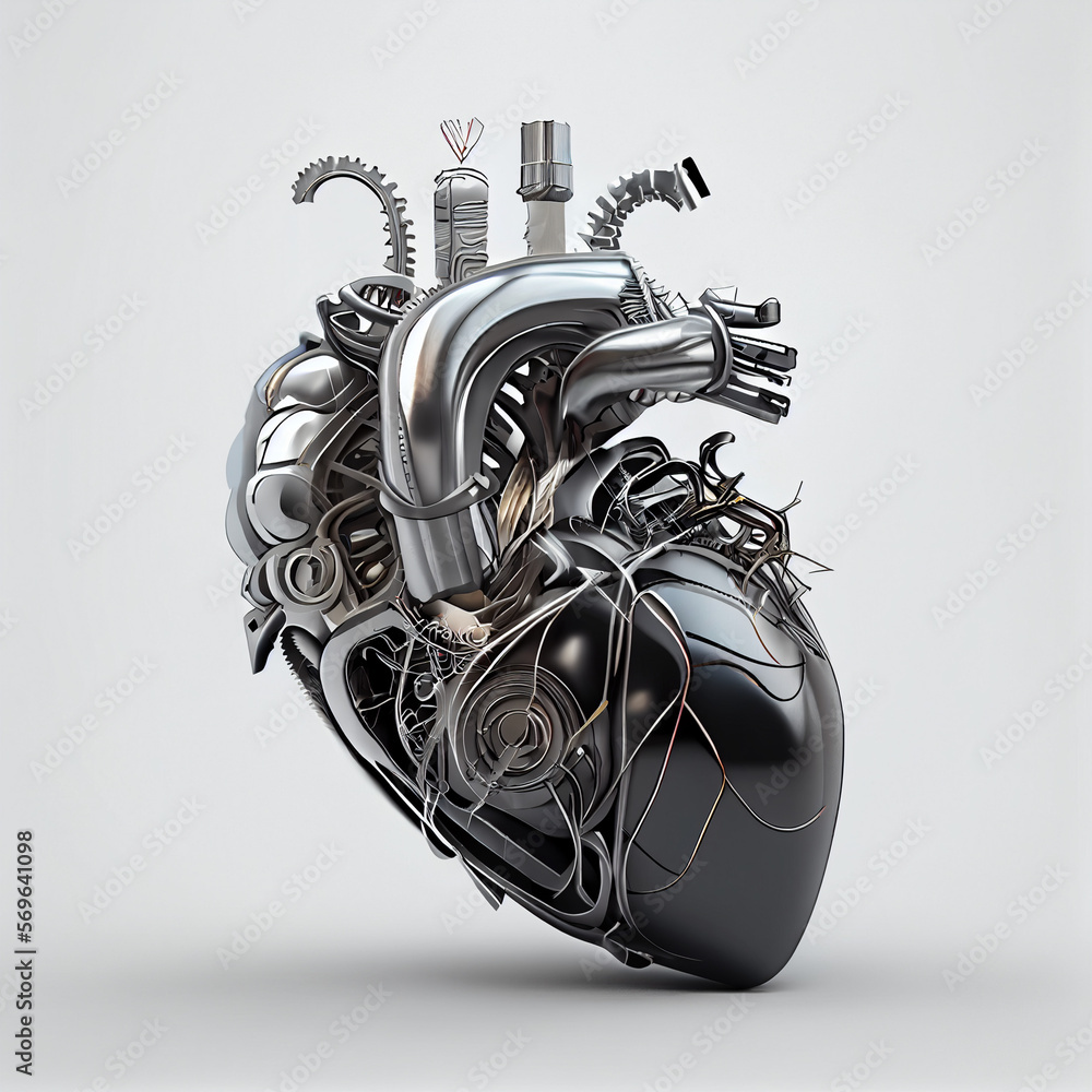 Human heart, mechanical, engine, technology, industrial, generative AI ...