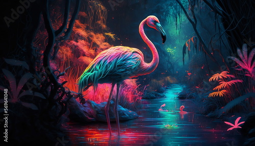 AI Generated collection of wild life animals in neture from peacooks ,flamingo birds,monkeys,swans,zebras,unicorns ostrich could be landscapes ,wallpapers ,decorations,etc