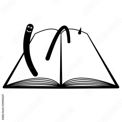 Book worm icon vector graphic.